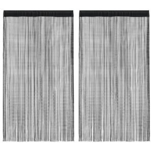 String Curtains 2 pcs 100x250 cm Black