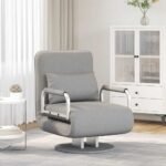 Swivel Chair and Sofa Bed Light Grey Fabric