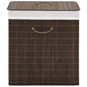 Bamboo Laundry Bin Rectangular Dark Brown