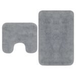 Bathroom Mat Set 2 Pieces Fabric Grey