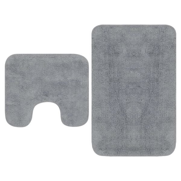 Bathroom Mat Set 2 Pieces Fabric Grey