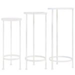 Plant Stand Set 3 Pieces Vintage Style Metal Antique White