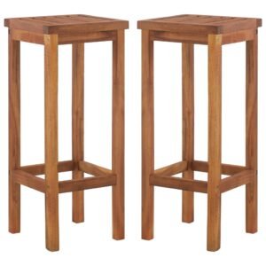 Bar Chairs 2 pcs Solid Acacia Wood