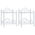 Bedside Tables 2 pcs Steel and Tempered Glass 45x30.5x60 cm White