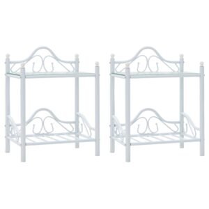 Bedside Tables 2 pcs Steel and Tempered Glass 45x30.5x60 cm White