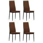 Dining Chairs 4 pcs Brown Fabric