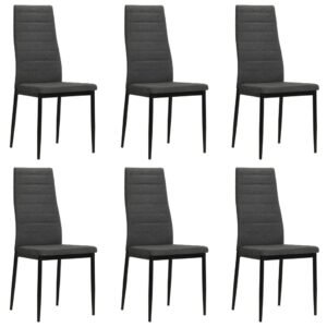 Dining Chairs 6 pcs Dark Grey Fabric