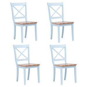 Dining Chairs 4 pcs Grey and Light Wood Solid Rubber Wood