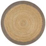 Handmade Rug Jute with Grey Border 90 cm