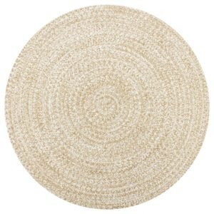Handmade Rug Jute White and Natural 90 cm