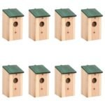 Bird Houses 8 pcs Wood 12x12x22 cm