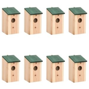 Bird Houses 8 pcs Wood 12x12x22 cm