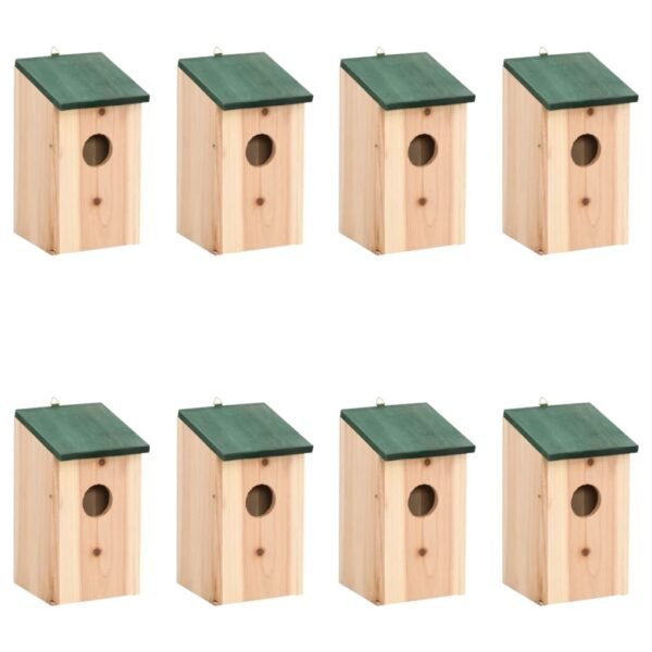 Bird Houses 8 pcs Wood 12x12x22 cm