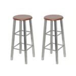 Bar Stools 2 pcs Metal with MDF Seat