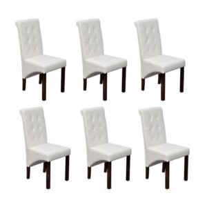Dining Chairs 6 pcs White Faux Leather