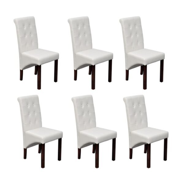Dining Chairs 6 pcs White Faux Leather