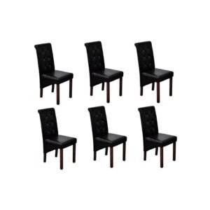 Dining Chairs 6 pcs Black Faux Leather