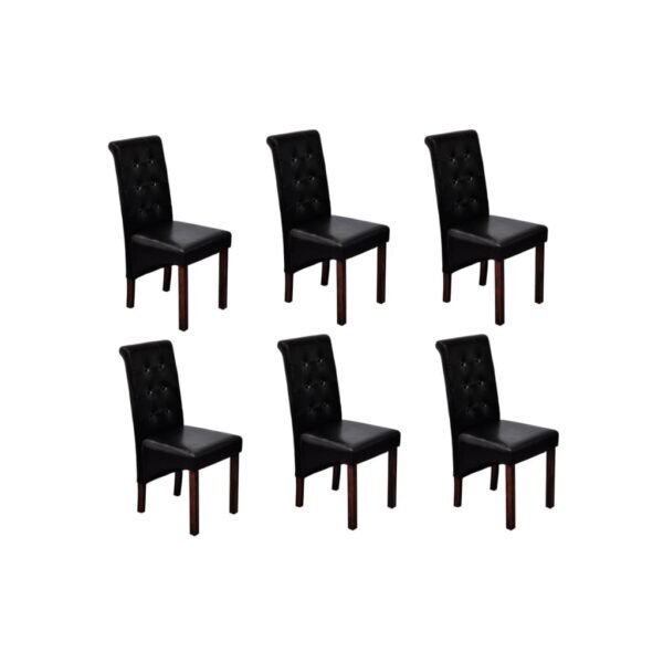 Dining Chairs 6 pcs Black Faux Leather