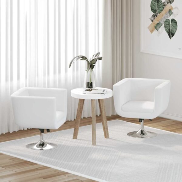 Bar Chairs 2 pcs White Faux Leather
