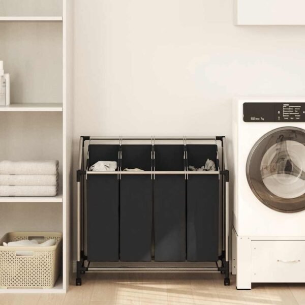 Laundry sorter with 4 bags black grey
