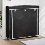 Fabric Shoe Cabinet with Cover 115 x 28 x 110 cm Black