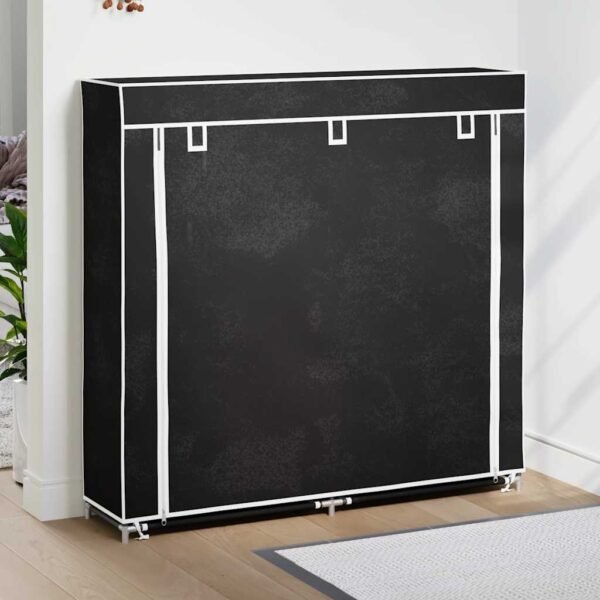 Fabric Shoe Cabinet with Cover 115 x 28 x 110 cm Black