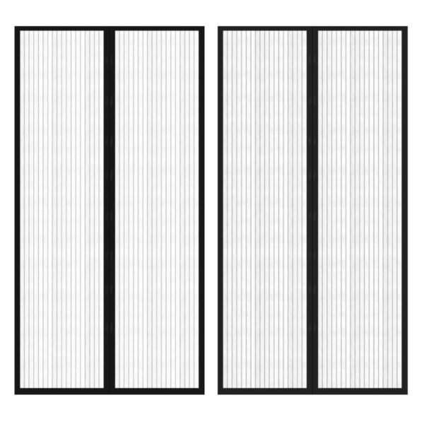 Insect Door Curtain 210 x 100 cm 2 pcs Magnet Black