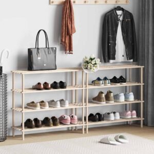 4-Tier Shoe Racks 2 pcs Solid Fir Wood