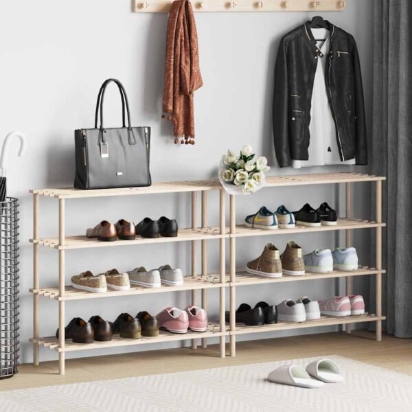 4-Tier Shoe Racks 2 pcs Solid Fir Wood