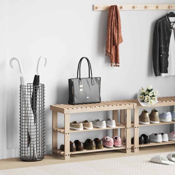 2-in-1 Shoe Rack with Bench Top Solid Fir Wood