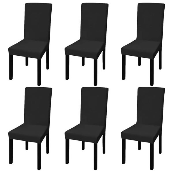 6 pcs Black Straight Stretchable Chair Cover