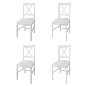 Dining Chairs 4 pcs White Pinewood
