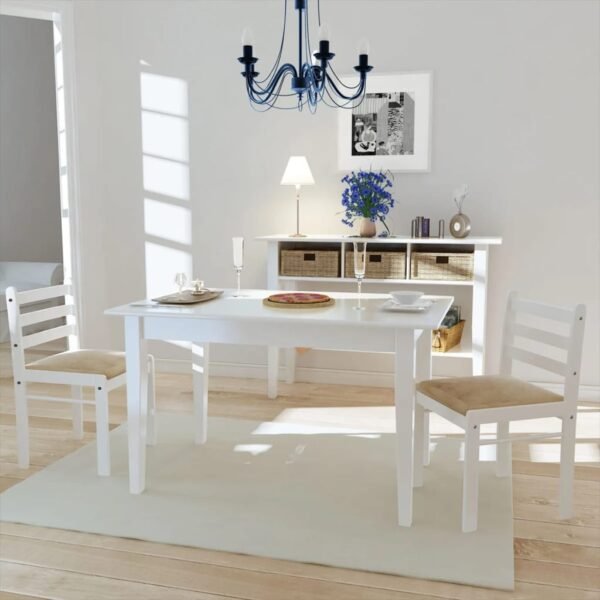 Dining Chairs 2 pcs White Solid Rubber Wood and Velvet