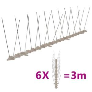 2-row Plastic Bird & Pigeon Spikes Set of 6 3 m