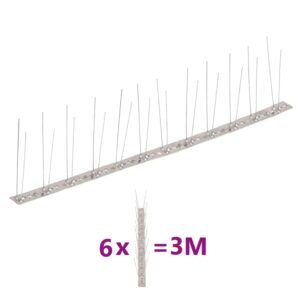 2-row Stainless Steel Bird & Pigeon Spikes Set of 6 3 m