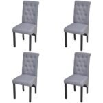 Dining Chairs 4 pcs Light Grey Fabric