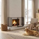 Pet Fireplace Fence Steel Black