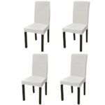 Straight Stretchable Chair Cover 4 pcs Cream