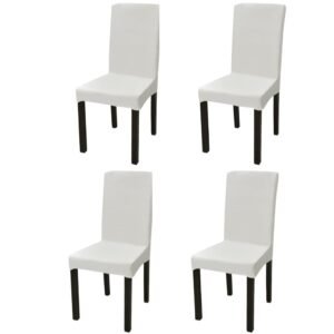 Straight Stretchable Chair Cover 4 pcs Cream