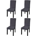 Straight Stretchable Chair Cover 4 pcs Anthracite