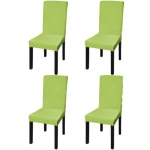 Straight Stretchable Chair Cover 4 pcs Green
