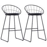 Bar Chairs 2 pcs Black Faux Leather