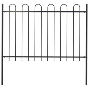 Garden Fence BOXTEL with Hoop Top Steel 181x120 cm Black