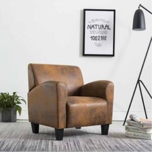 Sofa Chair Brown 70x69x72 cm Faux Suede Leather