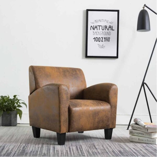 Sofa Chair Brown 70x69x72 cm Faux Suede Leather