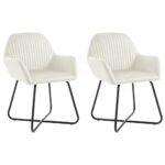Dining Chairs 2 pcs Cream Velvet