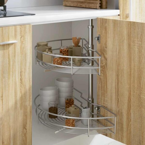 2-Tier Kitchen Wire Basket Silver 180 Degree 75x38x80 cm