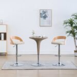 Bar Stools 2 pcs Cream Faux Leather and Bentwood