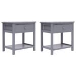 Nightstands 2 pcs Grey 40x29x42 cm Paulownia Wood