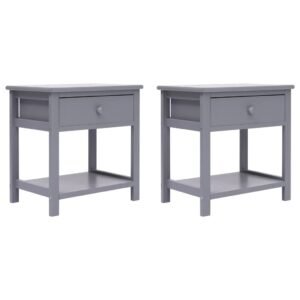 Nightstands 2 pcs Grey 40x29x42 cm Paulownia Wood